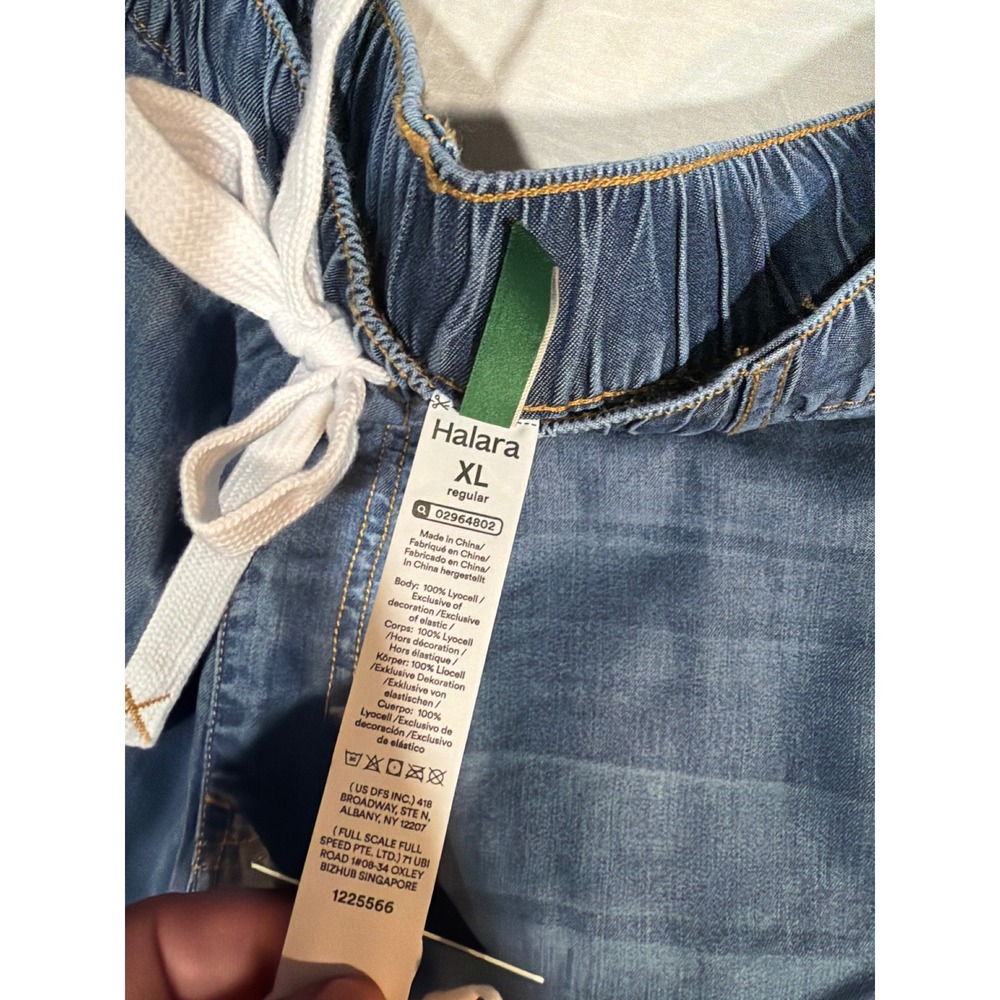 HALARA Wide Leg Denim-Blue Drawstring Pants - Picture 10 of 11